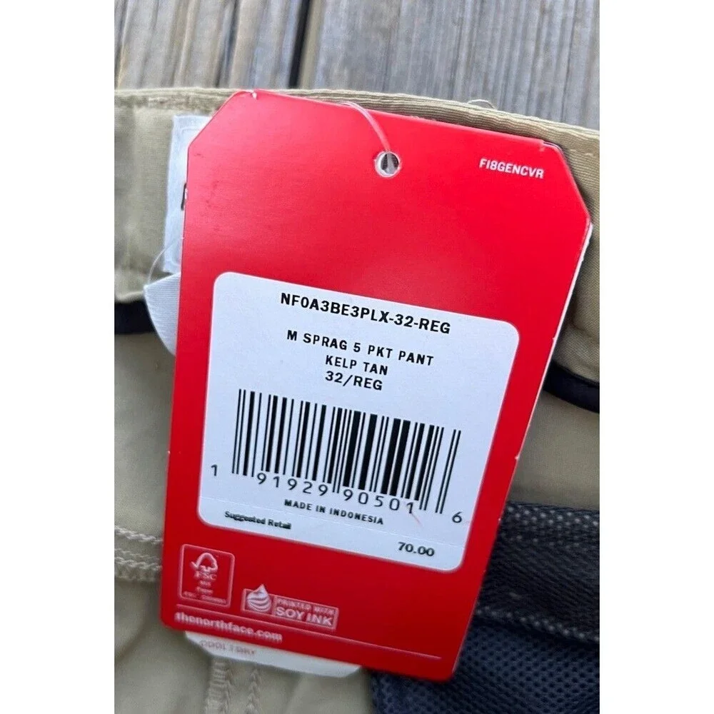 NWT! The North Face Mens 32 Regular Sprag 5 Pocket Pants Casual Outdoor Kelp Tan